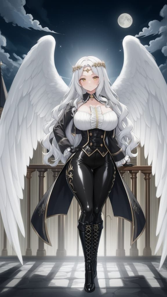 Gothic Angel Gabriel with Twelve White Wings