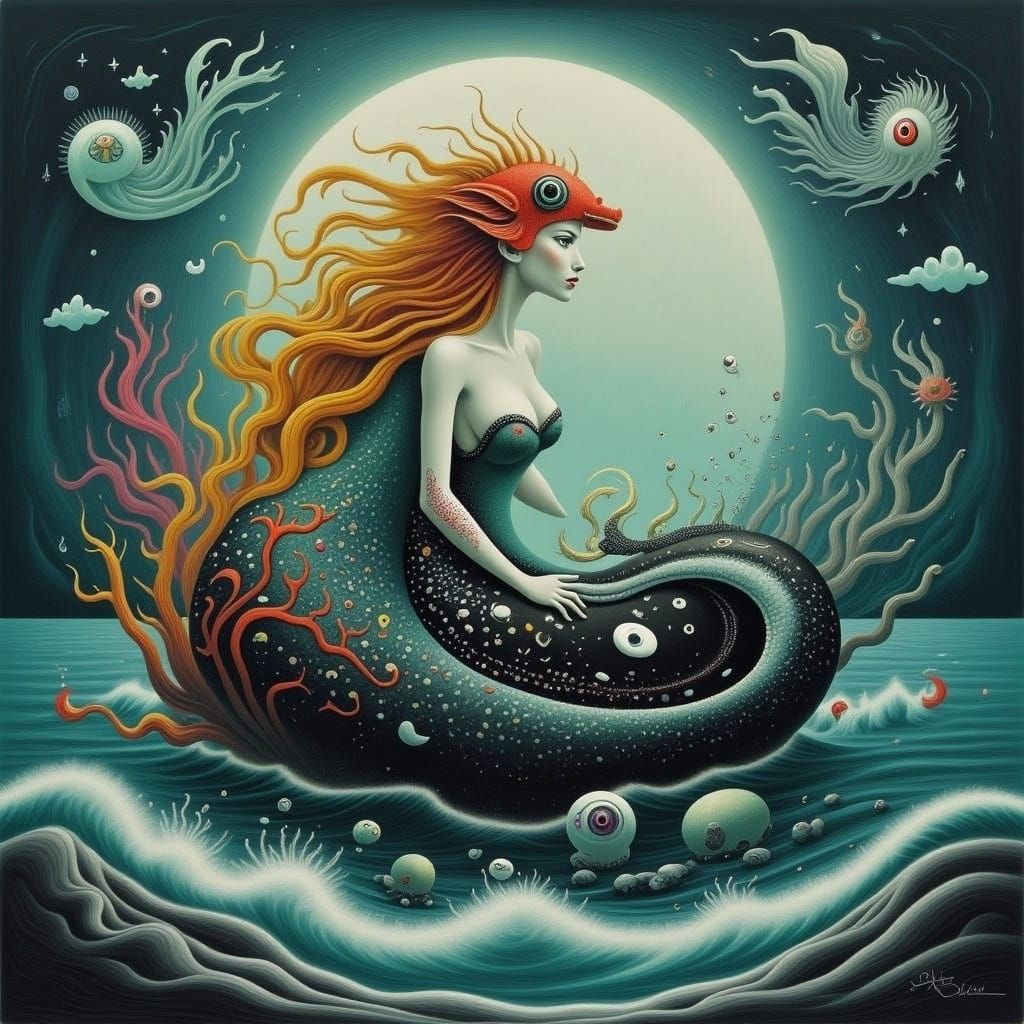 Opalescent Mermaid in Dreamy Surreal Light