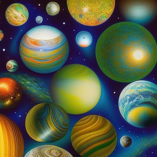 Galaxies in Glass: A Hyperrealistic Digital Painting