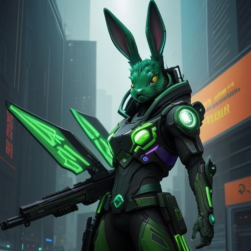 Green Cyberpunk Hare Logo with "ECOFILMING"