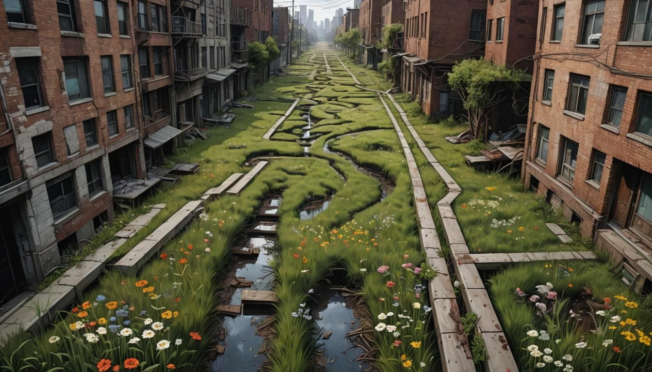 Post-Apocalyptic City Path in Anamorphic 3D
