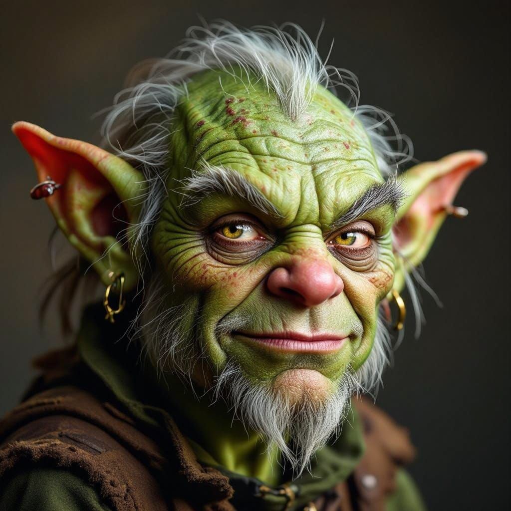 Hyperrealistic Portrait of a Goblin in Studio Lighting