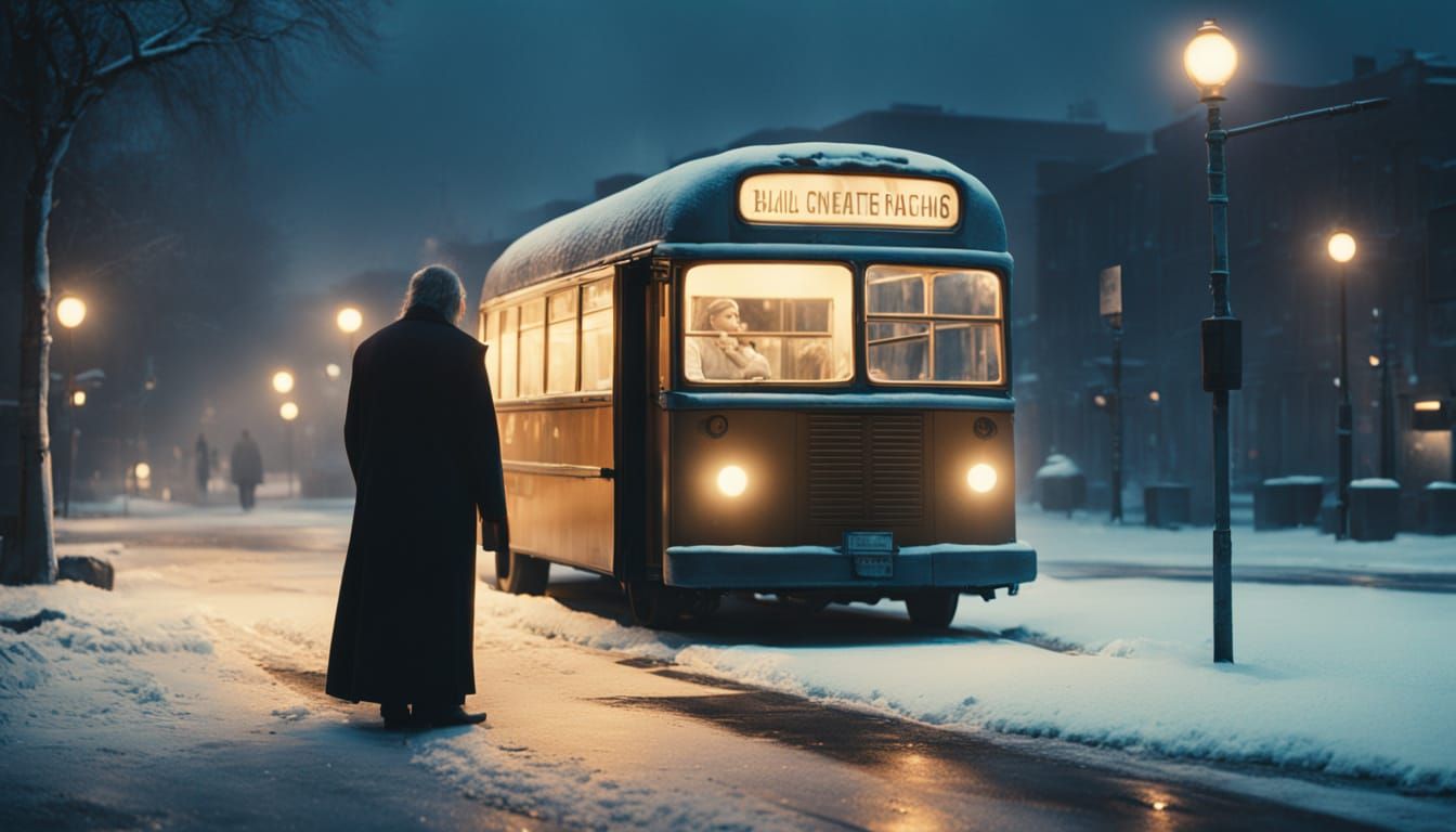 Kindness at a Snowy Bus Stop