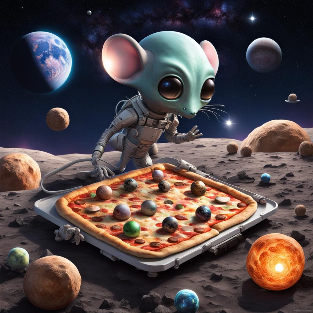 Hyperrealistic Photo: Random Items on Moon with Starry Sky