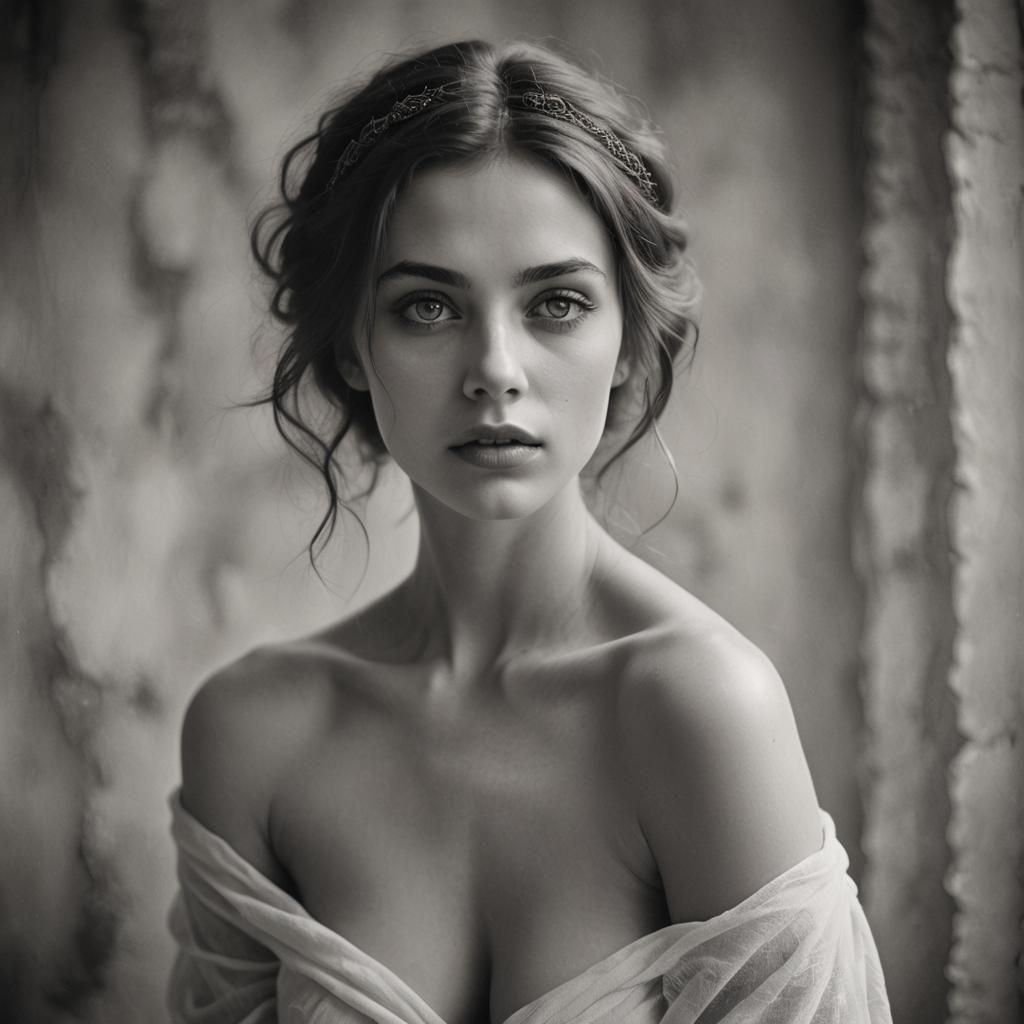 Ethereal Black and White Photo of Woman with Secrets