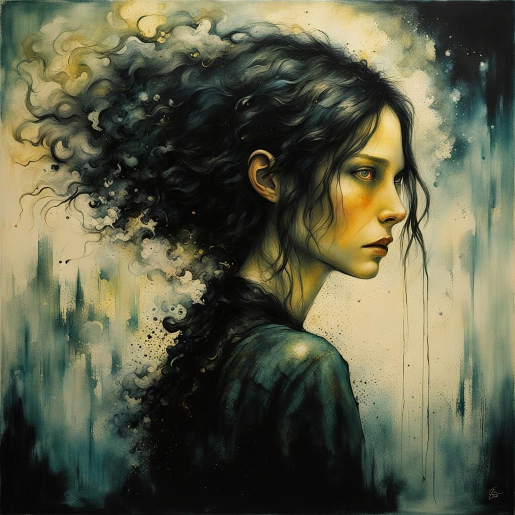 Surreal Oil Painting of a Beautiful Woman