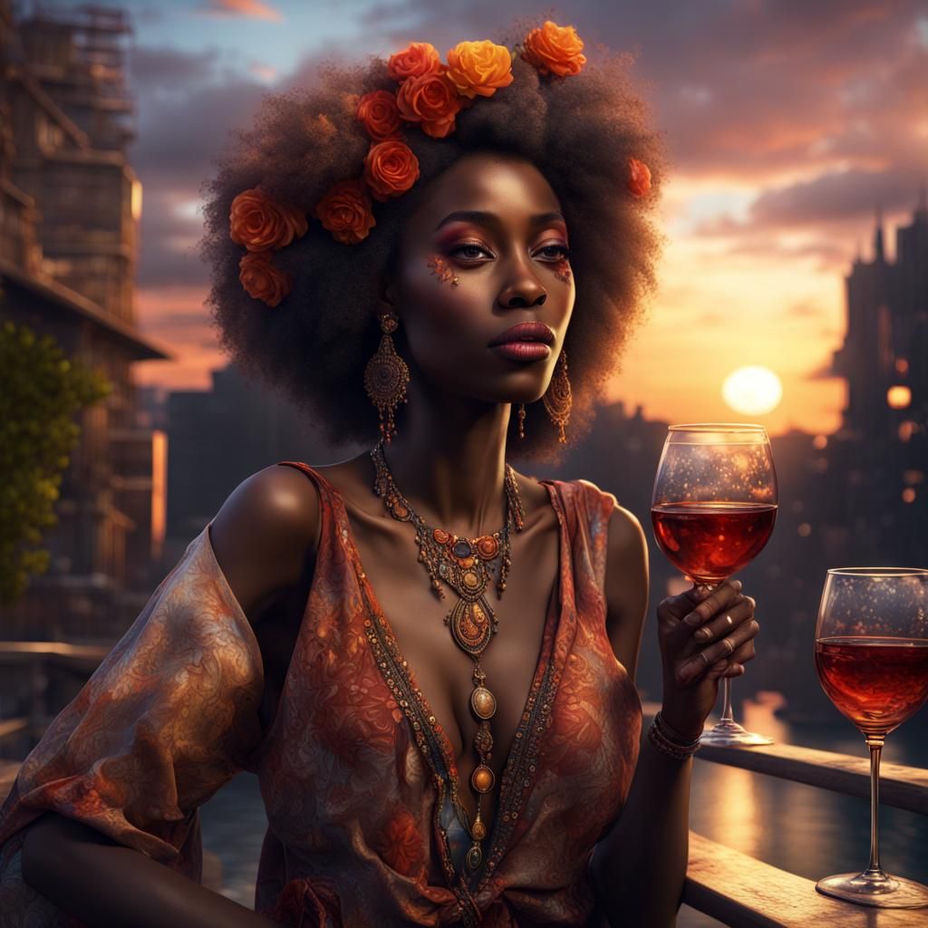 Sunset Serenity: Woman in Urban Chic Clothing