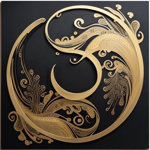 Japanese Black and Gold Cherry Tree Art