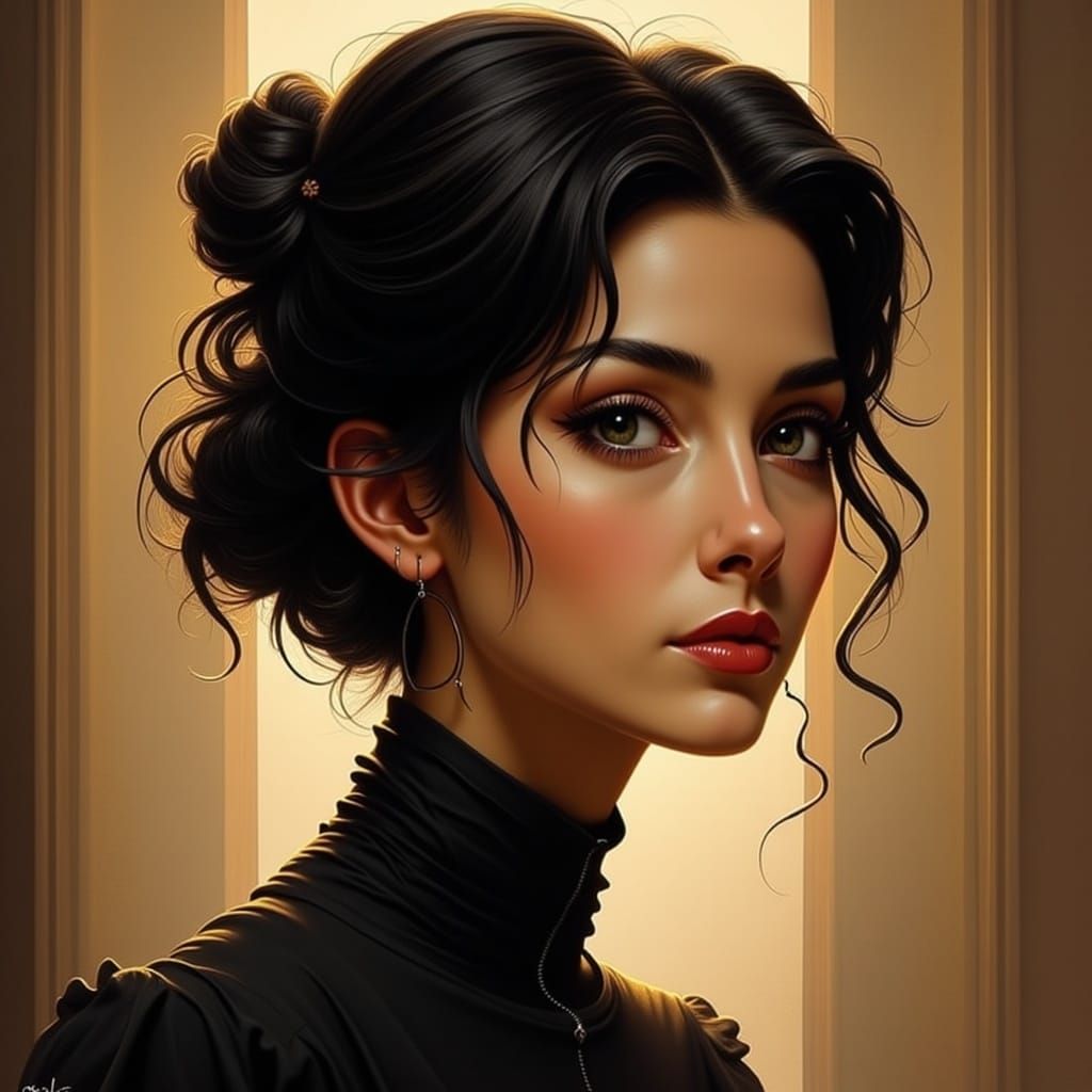 Elegant Woman Portrait in Realistic Style