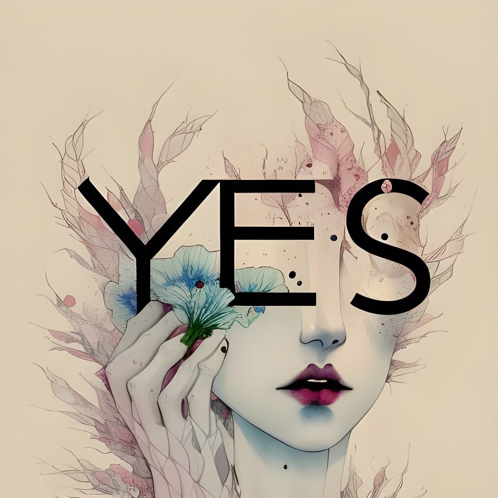 Surreal Floral Word YES in Neo-Victorian Editorial Art