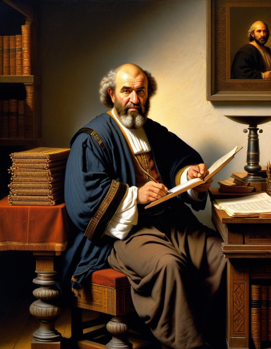 Biblical Arab Accountant in Rembrandt Lighting