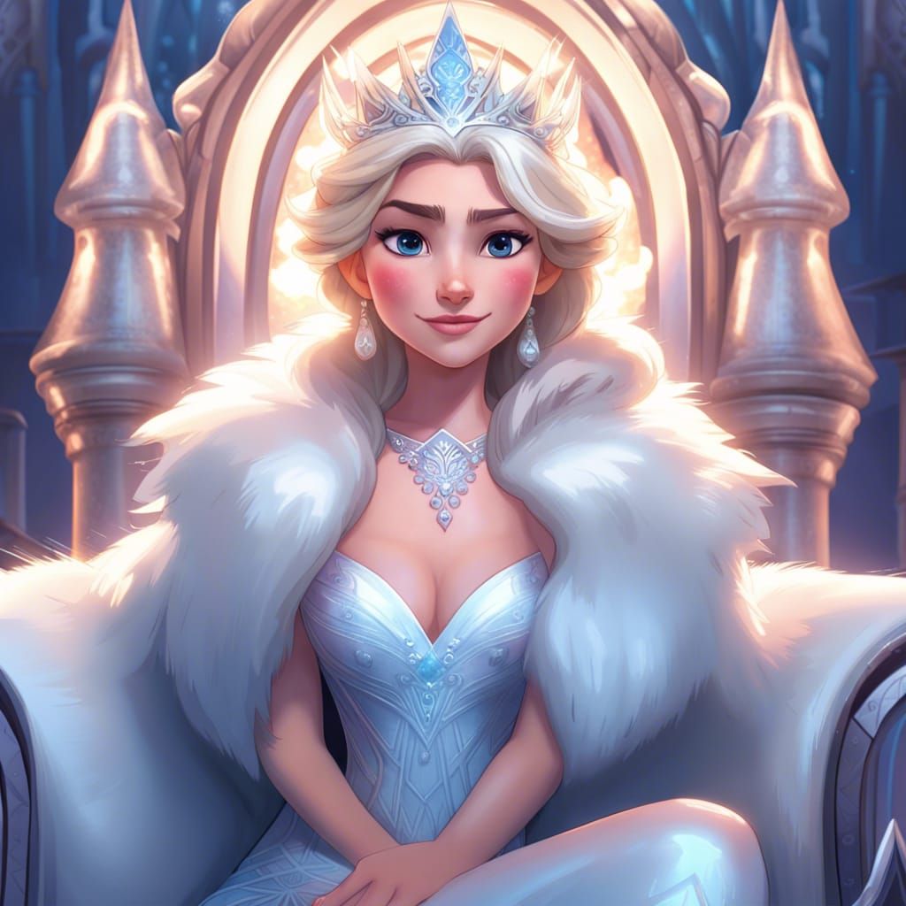 Snow Goddess Elsa Portrait in Art Nouveau Style