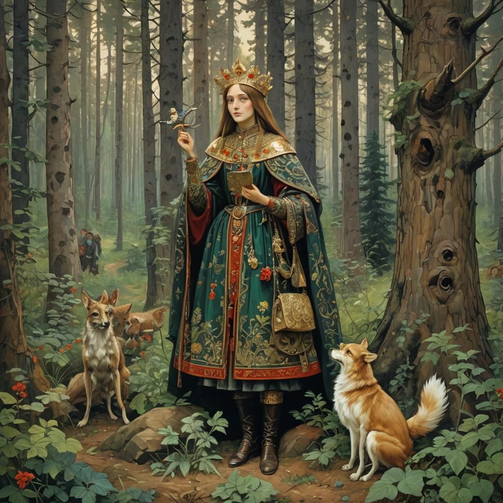 Fairy-Tale Characters in a Russian Forest Painting