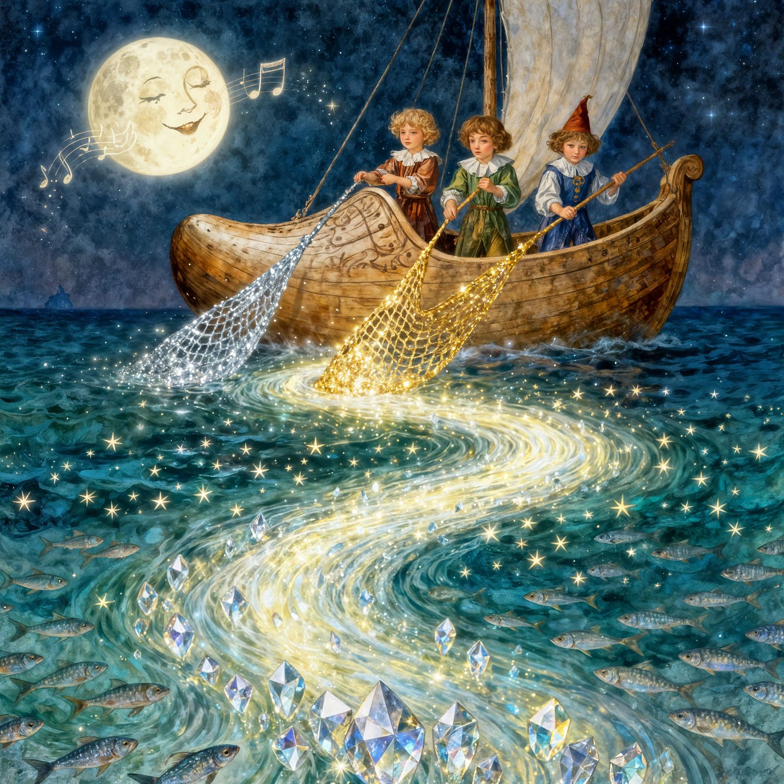 Fantasy Journey: Wynken, Blynken, and Nod Sail the Sea of De...