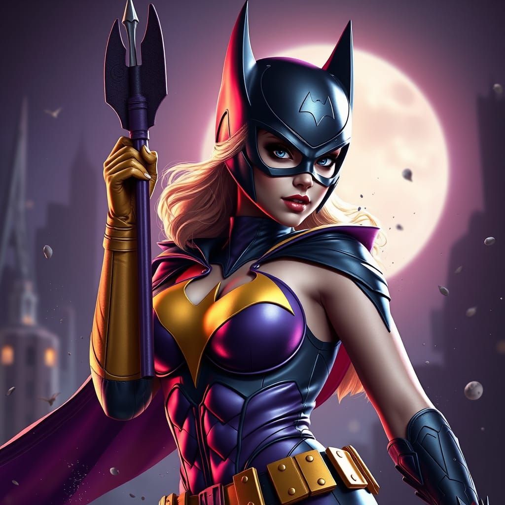 Glamorous Dark Knight Pin-Up in Vibrant Fantasy Colors