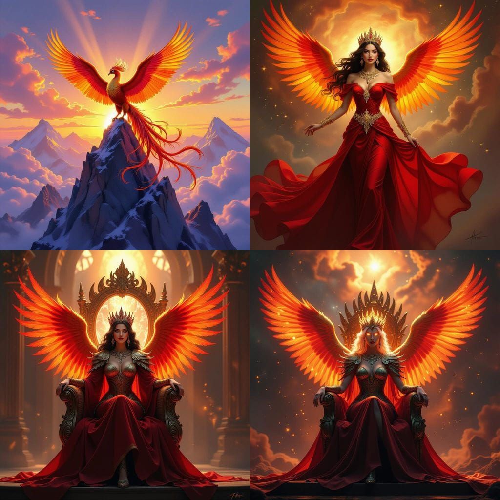 Beautiful Queen Phoenix Ascending in Fiery Glory