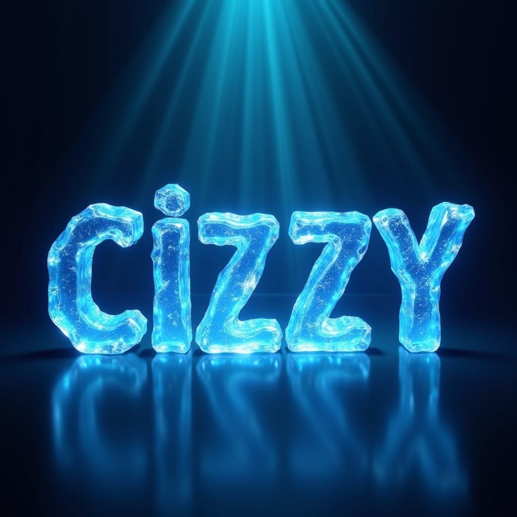CIZZY Name in Blue Crystal with Light Refractions