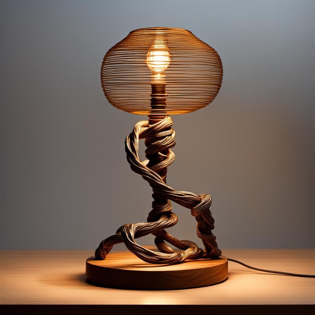 Expressionist Protomouse Lamp Sculpture with Twisted Metal L...