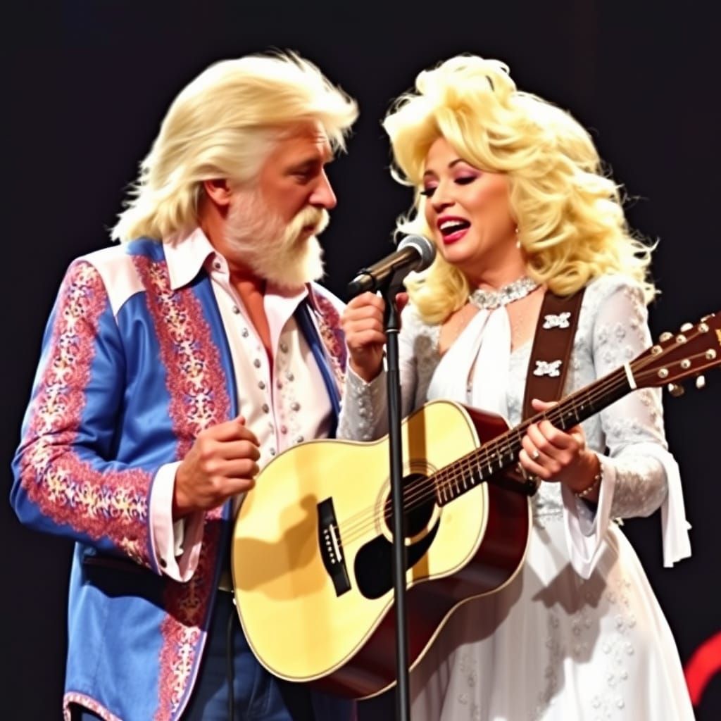 Country Music Legends Duet in Retro Harmony