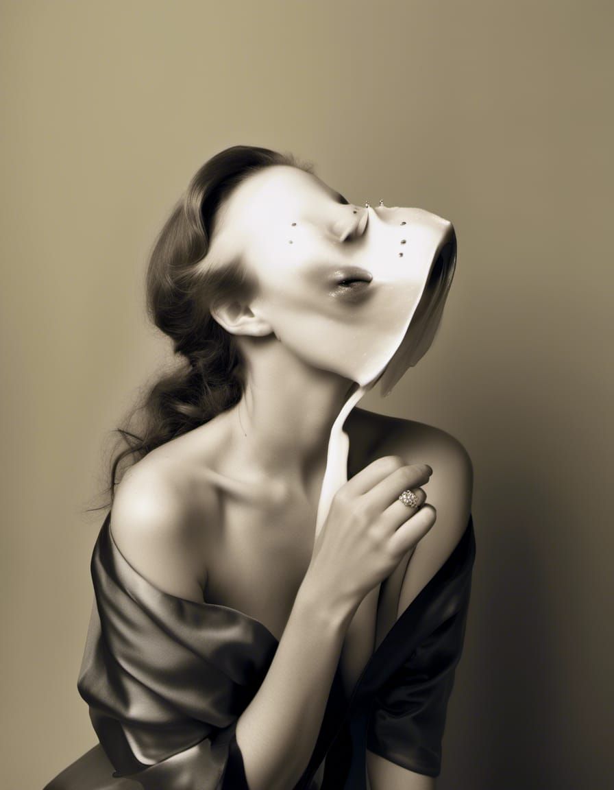 Hyperrealistic Portrait of Woman in Cafe