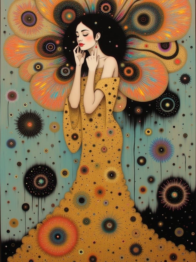 Golden Woman Portrait in Vienna Secession Style