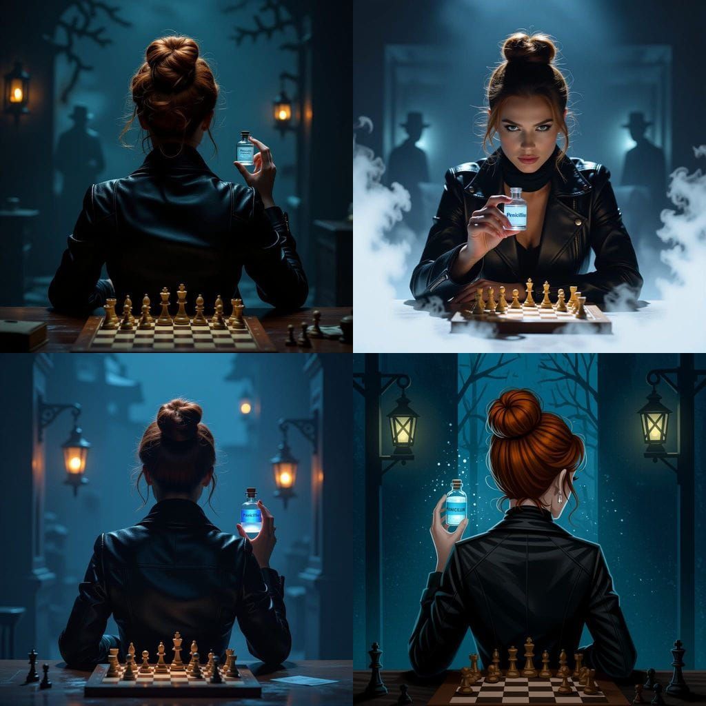 Modest Agent with Penicillin Vial in Dark Room