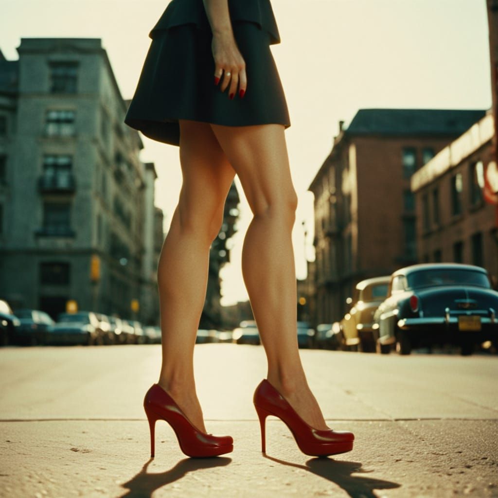 Film Noir Woman in Mini Skirt Cinematic Still
