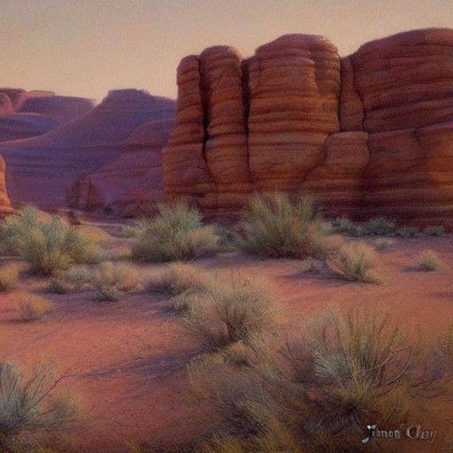 Desert Ghost Town Oil Painting