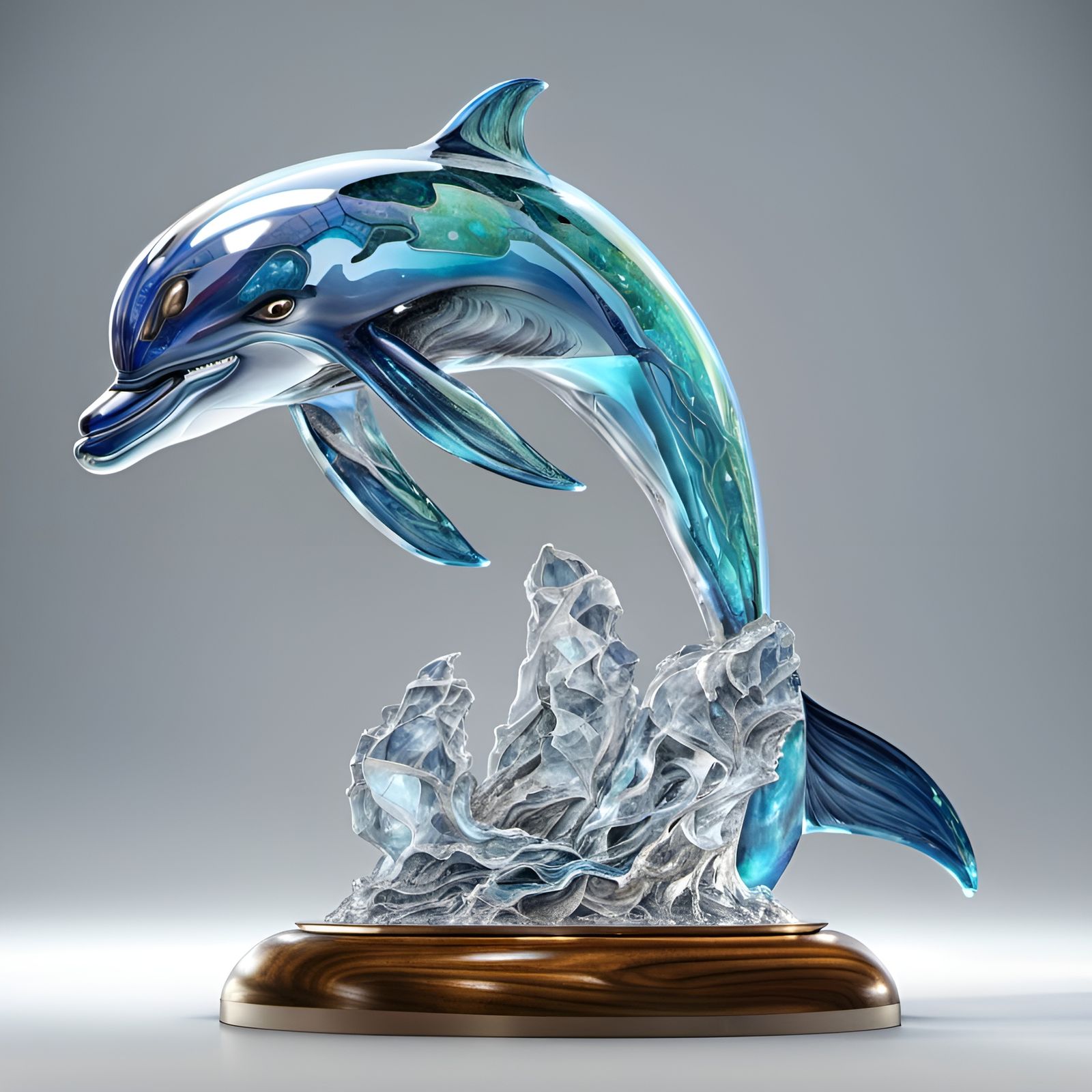 Colorful 8K Crystal Dolphin Statue