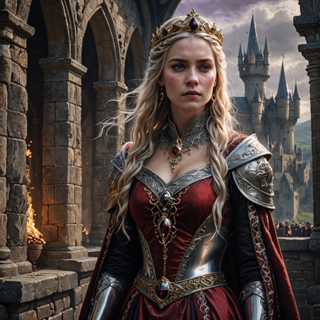 Majestic Medieval Queen with Silver Hair