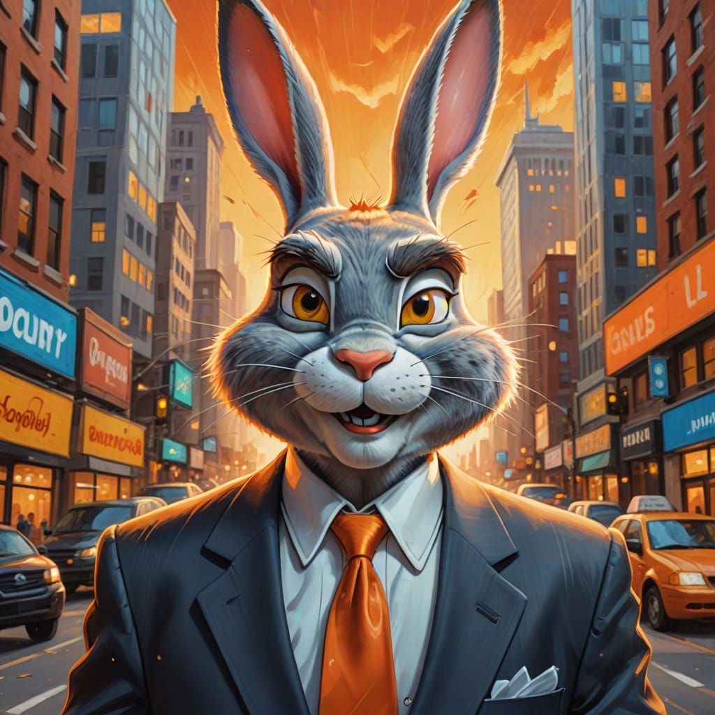 Exaggerated Cartoon Realism of a Man in a Suit