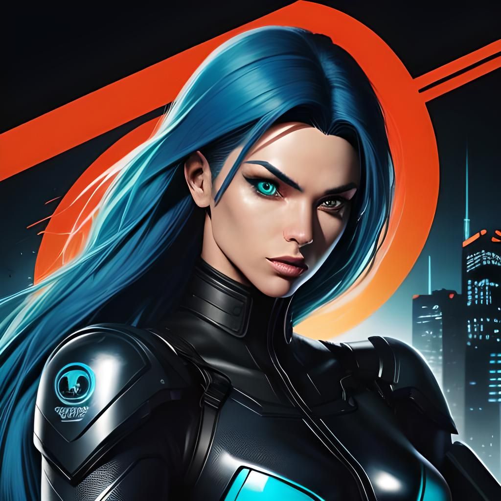 Cyborg Cop in Comic Book Style