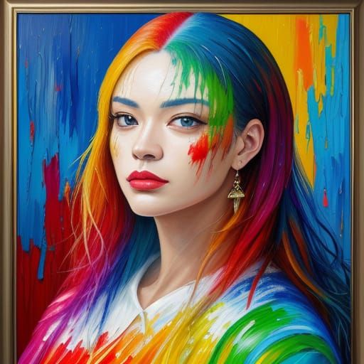 Expressionist Oil Painting of a Qwen in Warm Colours