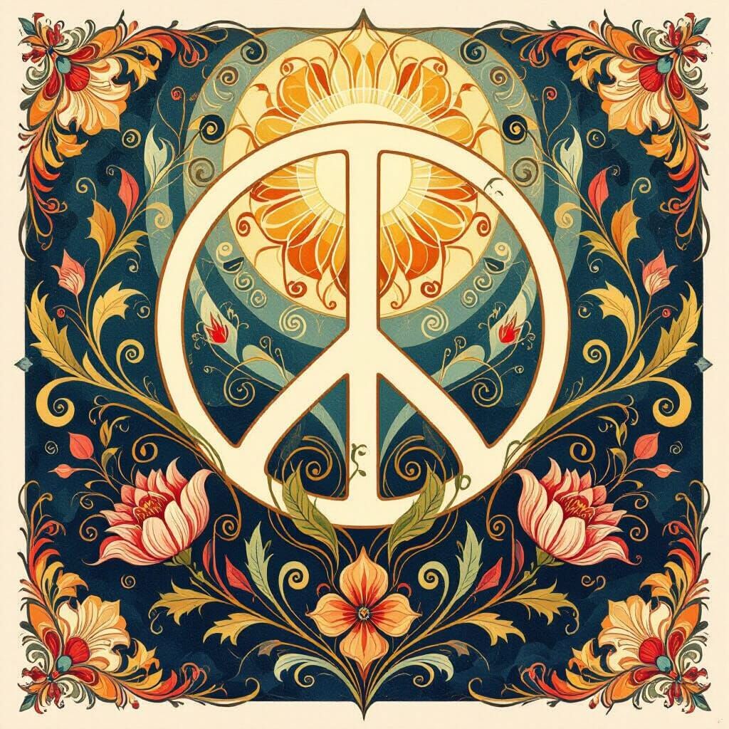 Boho Symbol of Love Peace Hope in Vibrant Earthy Colors