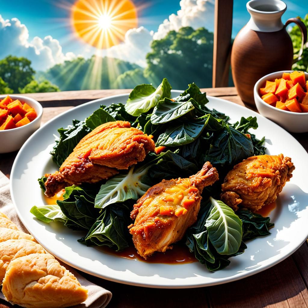 Southern Comfort: Fried Chicken, Greens, Sweet Potato