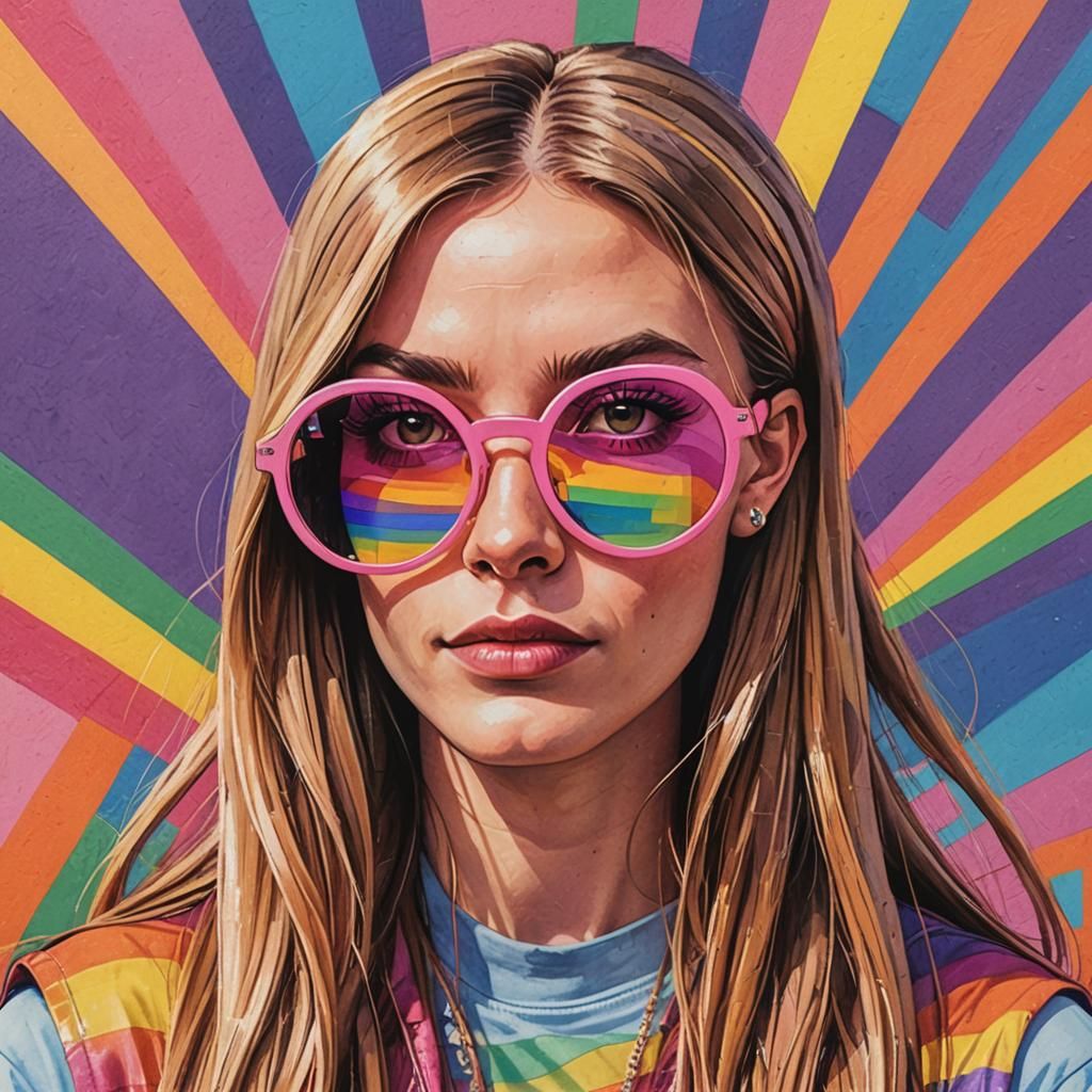 LGBTQIA+ Girl in Rainbow Colors, Pop Art Style