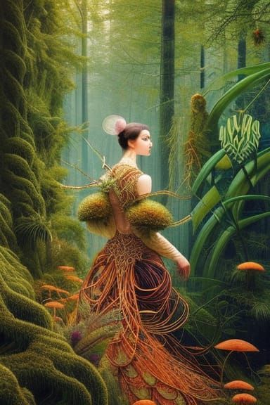 Grasshopper-Human Hybrid in Mycelium Network