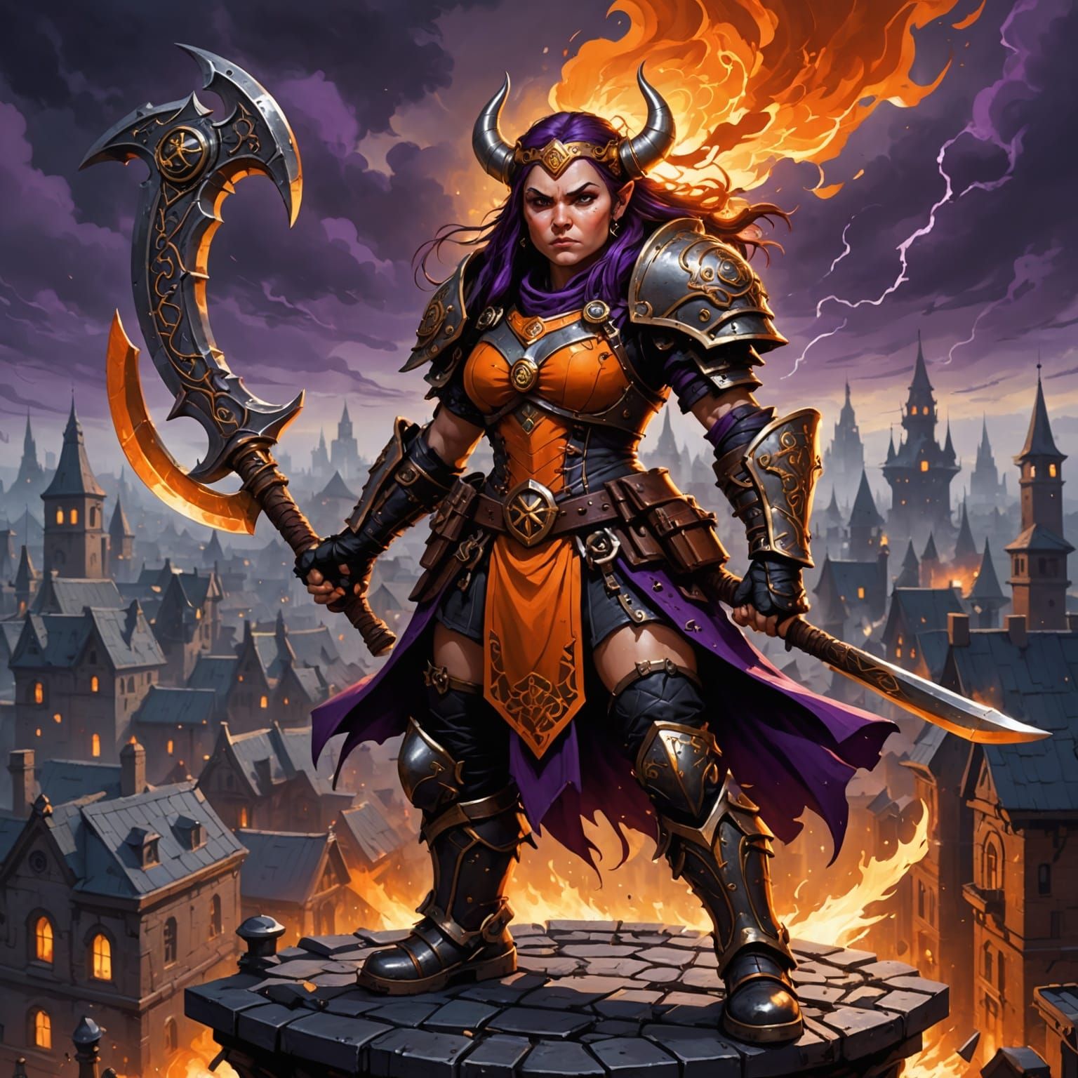 Dwarf Warrior in Steampunk Armor, Dark Fantasy Art