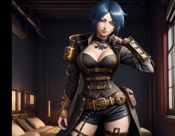 Steampunk Anime Woman in Detailed Matte Painting
