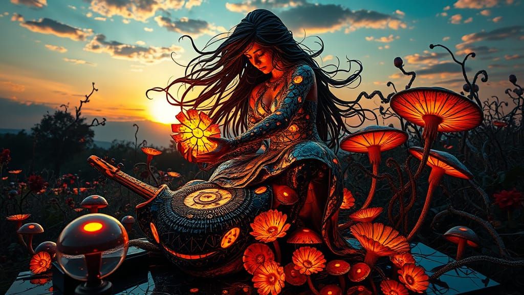 Surreal Goddess Reassembles Shattered Musical Art in Golden ...