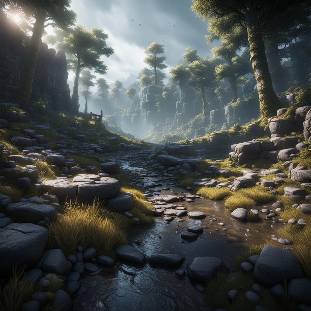 Flint-Knapper in 3D Game Cinematic Style