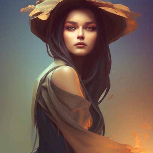 Hyperdetailed Portrait of a Coffee Witch