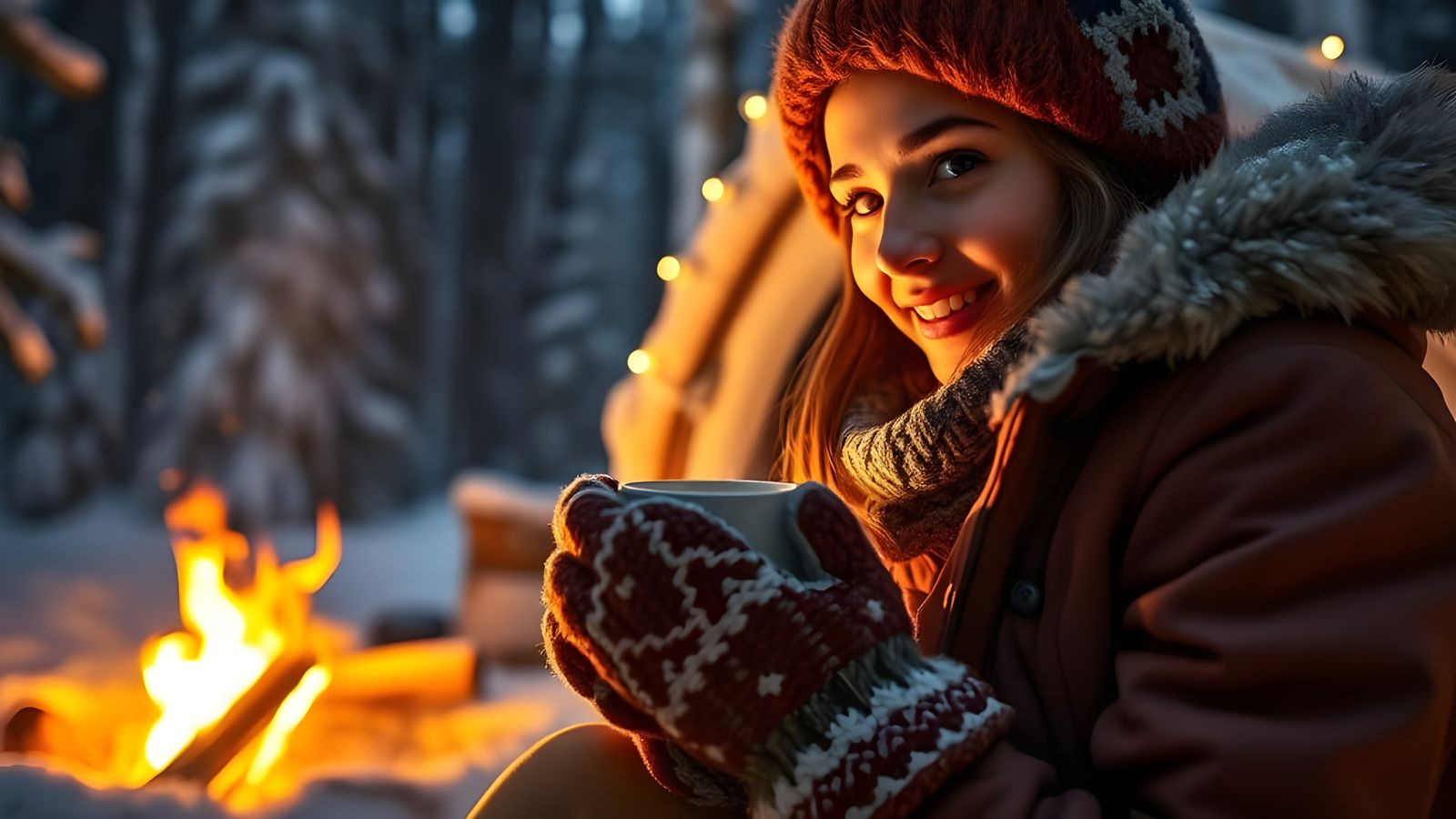 Cozy Winter Scene in a Snowy Forest