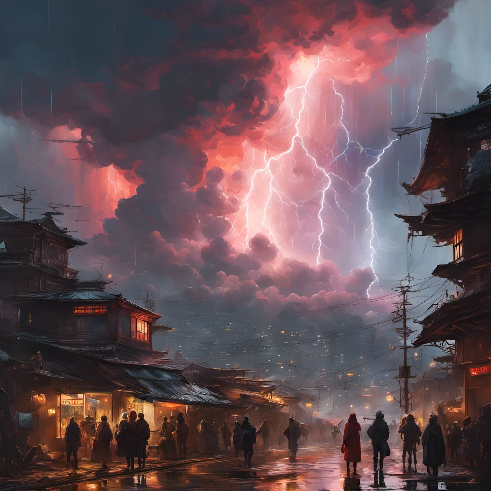 Cloud City Engulfed in a Lightning Storm