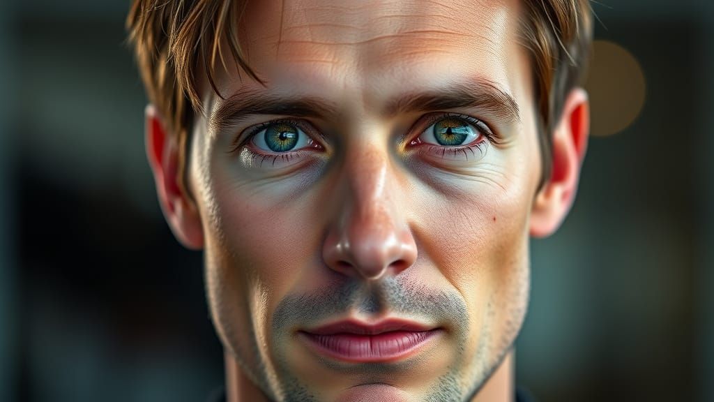 Handsome Man with Green Eyes, Studio Portrait