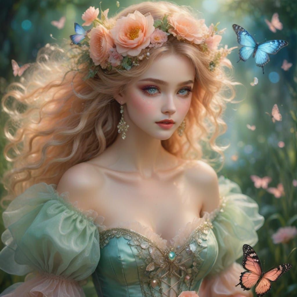 Moonlit Fairy Dancing in a Whimsical Garden