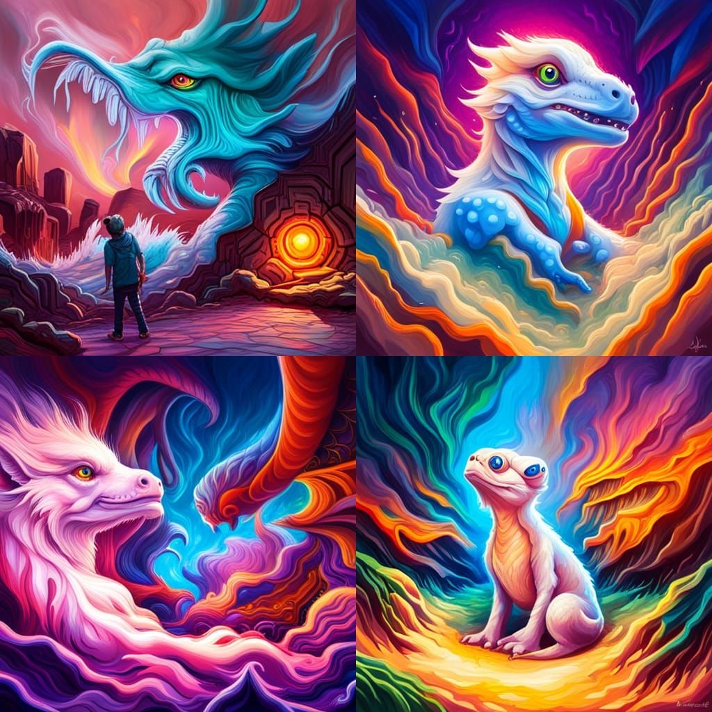 Falcor, the dragon of luck graffiti art, splash art, street art, spray paint, oil gouache melting, acrylic, high contras...