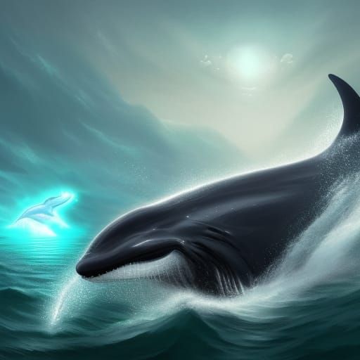 Whale with Pixel Glasses in a Portal