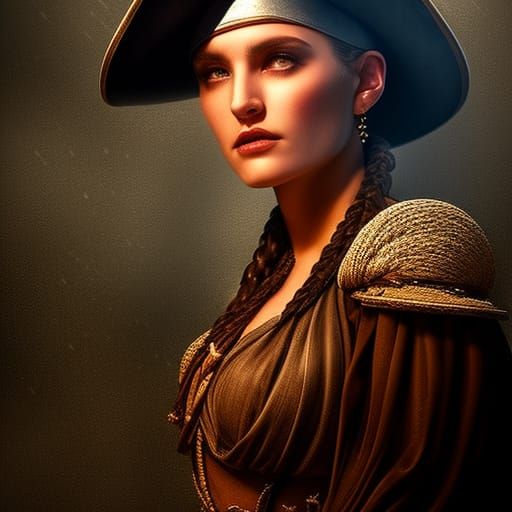 Pirate Girl Portrait in Hyperrealistic Concept Art