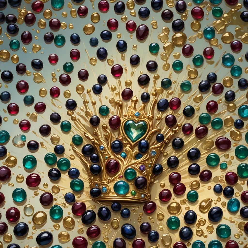 Olive Oil Heart Drops on Jewel Crown